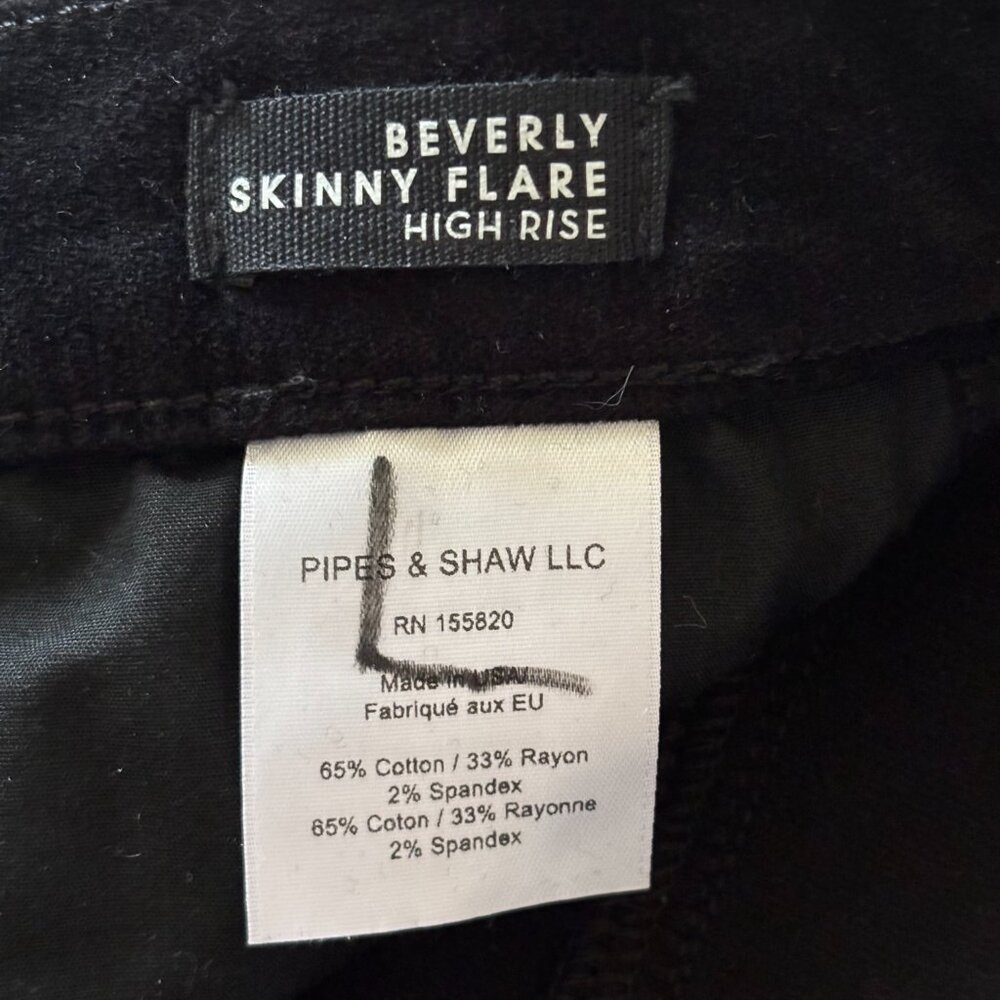 Veronica Beard "Beverly" Skinny Flare High Rise Black Velvet Pants - Picture 3 of 4